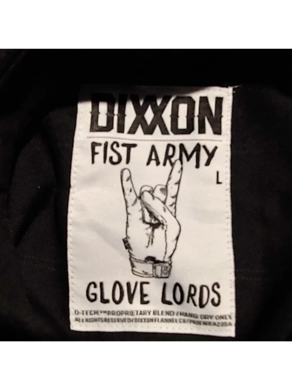 DIXXON Fist Army Glove Lords Button Shirt Moto Biker Workwear Rocker L